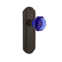 Nostalgic Warehouse Deco Solid Brass Rose Passage Door Knob Set with Cobalt Waldorf Knob and 2-3/8" Backset Oil-Rubbed Bronze