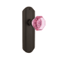 Nostalgic Warehouse Deco Solid Brass Rose Passage Door Knob Set with Pink Waldorf Knob and 2-3/8" Backset Oil-Rubbed Bronze