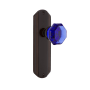 Nostalgic Warehouse Deco Solid Brass Rose Passage Door Knob Set with Cobalt Waldorf Knob and 2-3/8" Backset Timeless Bronze