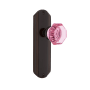 Nostalgic Warehouse Deco Solid Brass Rose Passage Door Knob Set with Pink Waldorf Knob and 2-3/8" Backset Timeless Bronze