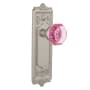 Nostalgic Warehouse Egg and Dart Solid Brass Rose Passage Door Knob Set with Pink Waldorf Knob for 2-3/8" Backset Satin Nickel