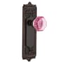 Nostalgic Warehouse Egg and Dart Solid Brass Rose Passage Door Knob Set with Pink Waldorf Knob for 2-3/8" Backset Timeless Bronze