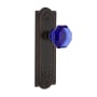 Nostalgic Warehouse Meadows Solid Brass Rose Passage Door Knob Set with Cobalt Waldorf Door Knob and 2-3/8" Backset Timeless Bronze