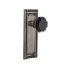 Nostalgic Warehouse Mission Solid Brass Rose Passage Door Knob Set with Black Waldorf Knob for 2-3/4" Backset Antique Pewter