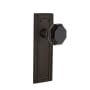 Nostalgic Warehouse Mission Solid Brass Rose Passage Door Knob Set with Black Waldorf Knob for 2-3/4" Backset Oil-Rubbed Bronze