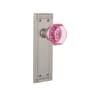Nostalgic Warehouse Mission Solid Brass Rose Passage Door Knob Set with Pink Waldorf Knob for 2-3/8" Backset Satin Nickel