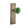 Nostalgic Warehouse New York Solid Brass Rose Passage Door Knob Set with Emerald Crystal Knob for 2-3/4" Backset Antique Brass