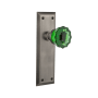 Nostalgic Warehouse New York Solid Brass Rose Passage Door Knob Set with Emerald Crystal Knob for 2-3/4" Backset Antique Pewter