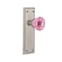 Nostalgic Warehouse New York Solid Brass Rose Passage Door Knob Set with Pink Crystal Knob for 2-3/4" Backset Satin Nickel