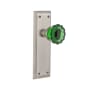 Nostalgic Warehouse New York Solid Brass Rose Passage Door Knob Set with Emerald Crystal Knob for 2-3/4" Backset Satin Nickel