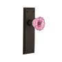 Nostalgic Warehouse New York Solid Brass Rose Passage Door Knob Set with Pink Crystal Knob for 2-3/8" Backset Oil-Rubbed Bronze