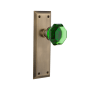 Nostalgic Warehouse New York Solid Brass Rose Passage Door Knob Set with Emerald Waldorf Knob for 2-3/8" Backset Antique Brass