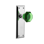 Nostalgic Warehouse New York Solid Brass Rose Passage Door Knob Set with Emerald Waldorf Knob for 2-3/8" Backset Bright Chrome