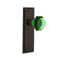 Nostalgic Warehouse New York Solid Brass Rose Passage Door Knob Set with Emerald Waldorf Knob for 2-3/8" Backset Oil-Rubbed Bronze