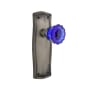 Nostalgic Warehouse Prairie Solid Brass Rose Passage Door Knob Set with Cobalt Crystal Knob for 2-3/4" Backset Antique Pewter