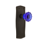 Nostalgic Warehouse Prairie Solid Brass Rose Passage Door Knob Set with Cobalt Crystal Knob for 2-3/4" Backset Oil-Rubbed Bronze