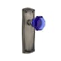 Nostalgic Warehouse Prairie Solid Brass Rose Passage Door Knob Set with Cobalt Waldorf Knob for 2-3/4" Backset Antique Pewter