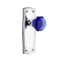 Nostalgic Warehouse Prairie Solid Brass Rose Passage Door Knob Set with Cobalt Waldorf Knob for 2-3/4" Backset Bright Chrome
