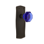 Nostalgic Warehouse Prairie Solid Brass Rose Passage Door Knob Set with Cobalt Waldorf Knob for 2-3/4" Backset Oil-Rubbed Bronze
