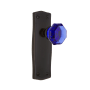 Nostalgic Warehouse Prairie Solid Brass Rose Passage Door Knob Set with Cobalt Waldorf Knob for 2-3/4" Backset Timeless Bronze