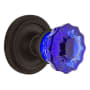 Nostalgic Warehouse Rope Solid Brass Rose Passage Door Knob Set with Cobalt Crystal Knob and 2-3/4" Backset Oil-Rubbed Bronze