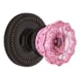 Nostalgic Warehouse Rope Solid Brass Rose Passage Door Knob Set with Pink Crystal Knob and 2-3/4" Backset Timeless Bronze