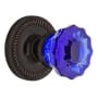 Nostalgic Warehouse Rope Solid Brass Rose Passage Door Knob Set with Cobalt Crystal Knob and 2-3/4" Backset Timeless Bronze