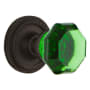 Nostalgic Warehouse Rope Solid Brass Rose Passage Door Knob Set with Emerald Waldorf Knob and 2-3/4" Backset Oil-Rubbed Bronze