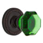 Nostalgic Warehouse Rope Solid Brass Rose Passage Door Knob Set with Emerald Waldorf Knob and 2-3/4" Backset Timeless Bronze