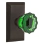 Nostalgic Warehouse Studio Solid Brass Rose Passage Door Knob Set with Emerald Crystal Knob and 2-3/4" Backset Oil-Rubbed Bronze