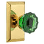 Nostalgic Warehouse Studio Solid Brass Rose Passage Door Knob Set with Emerald Crystal Knob and 2-3/4" Backset Polished Brass