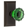 Nostalgic Warehouse Studio Solid Brass Rose Passage Door Knob Set with Emerald Crystal Knob and 2-3/4" Backset Timeless Bronze