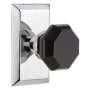 Nostalgic Warehouse Studio Solid Brass Rose Passage Door Knob Set with Black Waldorf Knob and 2-3/8" Backset Bright Chrome