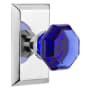 Nostalgic Warehouse Studio Solid Brass Rose Passage Door Knob Set with Cobalt Waldorf Knob and 2-3/4" Backset Bright Chrome
