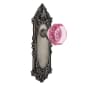 Nostalgic Warehouse Victorian Rose Passage Door Knob Set with Pink Waldorf Knob for 2-3/4" Backset Antique Pewter
