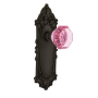 Nostalgic Warehouse Victorian Rose Passage Door Knob Set with Pink Waldorf Knob for 2-3/4" Backset Oil Rubbed Bronze