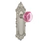 Nostalgic Warehouse Victorian Rose Passage Door Knob Set with Pink Waldorf Knob for 2-3/4" Backset Satin Nickel