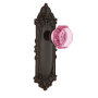 Nostalgic Warehouse Victorian Rose Passage Door Knob Set with Pink Waldorf Knob for 2-3/4" Backset Timeless Bronze