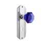 Nostalgic Warehouse Deco Solid Brass Rose Passage Door Knob Set with Cobalt Waldorf Knob and Decorative Keyhole for 2-3/4" Backset Bright Chrome
