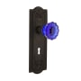 Nostalgic Warehouse Meadows Solid Brass Rose Passage Door Knob Set with Cobalt Crystal Door Knob and Decorative Keyhole for 2-3/4" Backset Oil-Rubbed Bronze