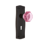 Nostalgic Warehouse Prairie Solid Brass Rose Passage Door Knob Set with Pink Waldorf Knob and Decorative Keyhole for 2-3/8" Backset Timeless Bronze