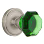 Nostalgic Warehouse Classic Solid Brass Rose Single Dummy Door Knob with Emerald Waldorf Knob Satin Nickel