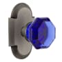 Nostalgic Warehouse Cottage Solid Brass Rose Single Dummy Door Knob with Cobalt Waldorf Knob Antique Pewter