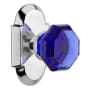 Nostalgic Warehouse Cottage Solid Brass Rose Single Dummy Door Knob with Cobalt Waldorf Knob Bright Chrome