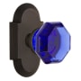 Nostalgic Warehouse Cottage Solid Brass Rose Single Dummy Door Knob with Cobalt Waldorf Knob Oil-Rubbed Bronze