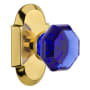 Nostalgic Warehouse Cottage Solid Brass Rose Single Dummy Door Knob with Cobalt Waldorf Knob Polished Brass