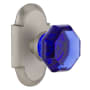 Nostalgic Warehouse Cottage Solid Brass Rose Single Dummy Door Knob with Cobalt Waldorf Knob Satin Nickel