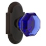 Nostalgic Warehouse Cottage Solid Brass Rose Single Dummy Door Knob with Cobalt Waldorf Knob Timeless Bronze