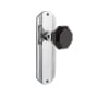 Nostalgic Warehouse Deco Solid Brass Rose Single Dummy Door Knob with Black Waldorf Knob Bright Chrome