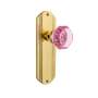 Nostalgic Warehouse Deco Solid Brass Rose Single Dummy Door Knob with Pink Waldorf Knob Polished Brass